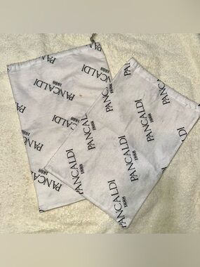 Pancaldi 1888 Italy Shoe Dust Bags Set of 2 White Cotton Drawstring Logo